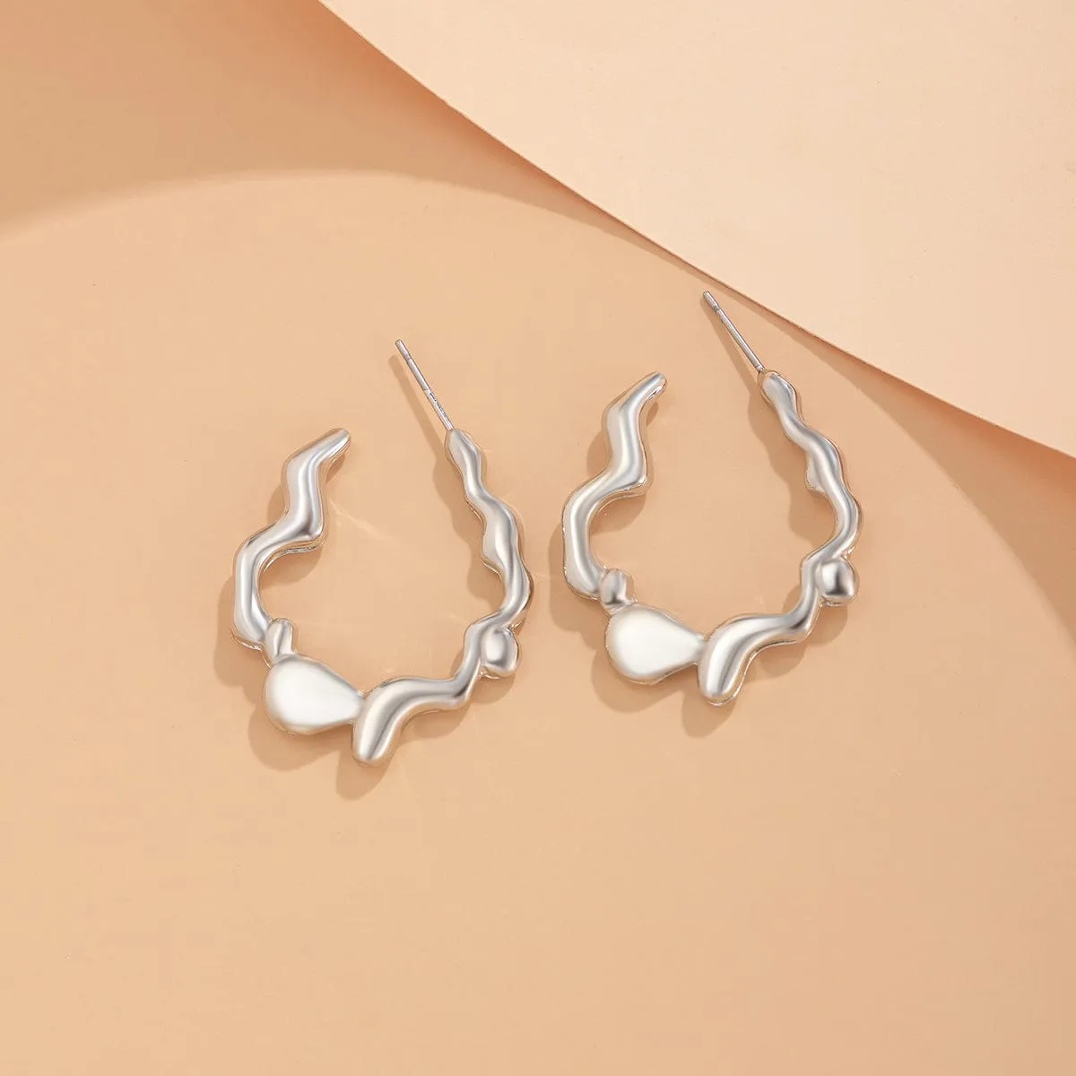 Geometric Flow Waterdrop Open Hoop Earrings