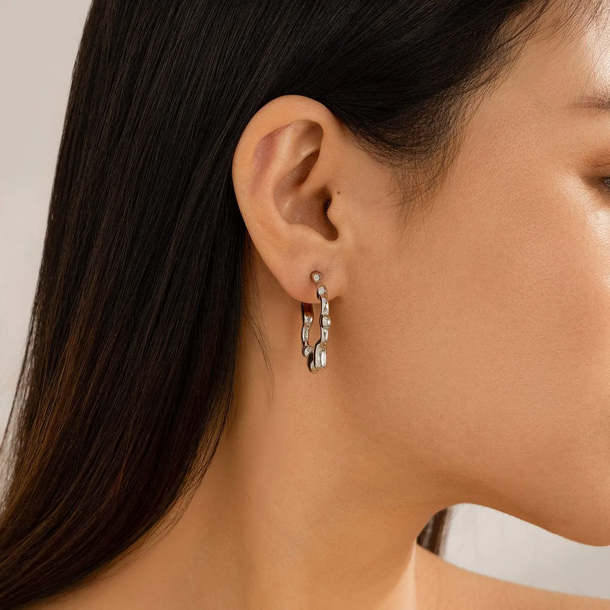 Geometric Flow Waterdrop Open Hoop Earrings