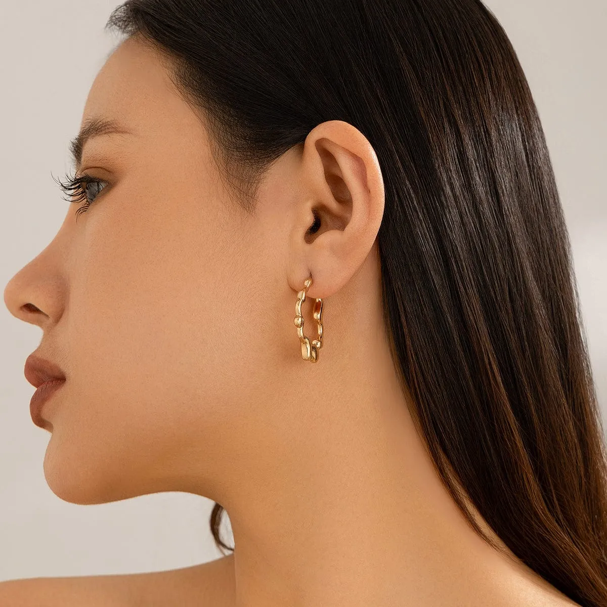 Geometric Flow Waterdrop Open Hoop Earrings
