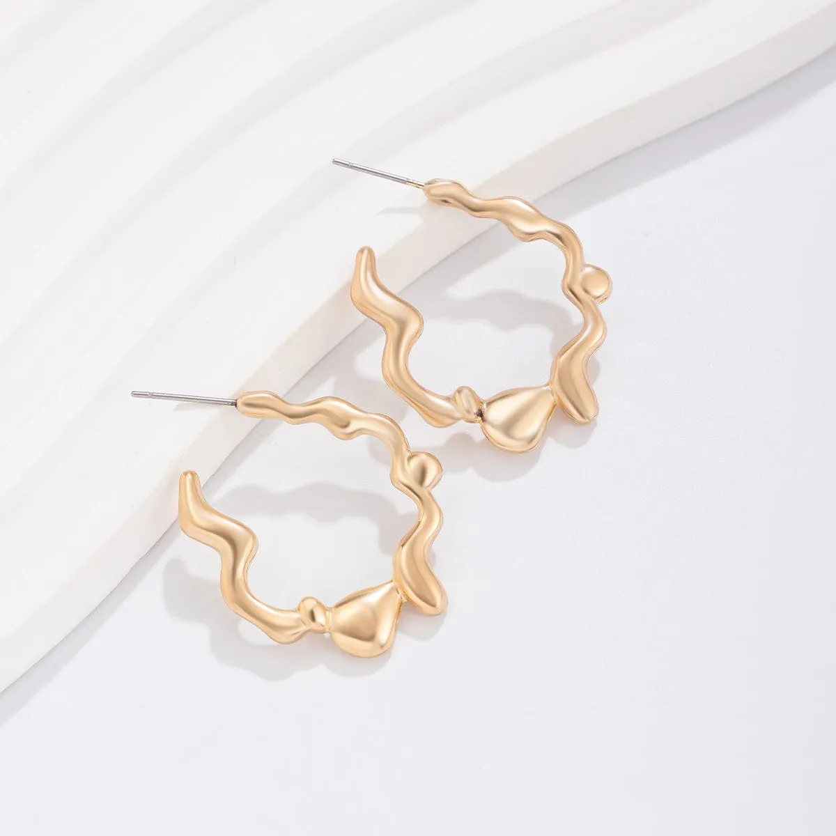 Geometric Flow Waterdrop Open Hoop Earrings