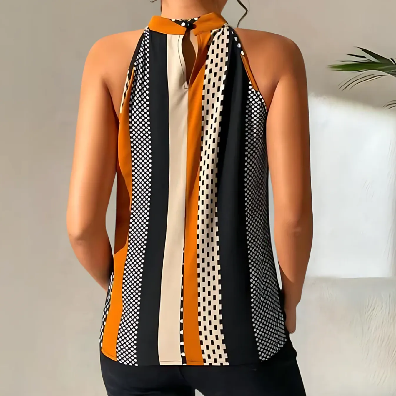 Geometric Halter Top