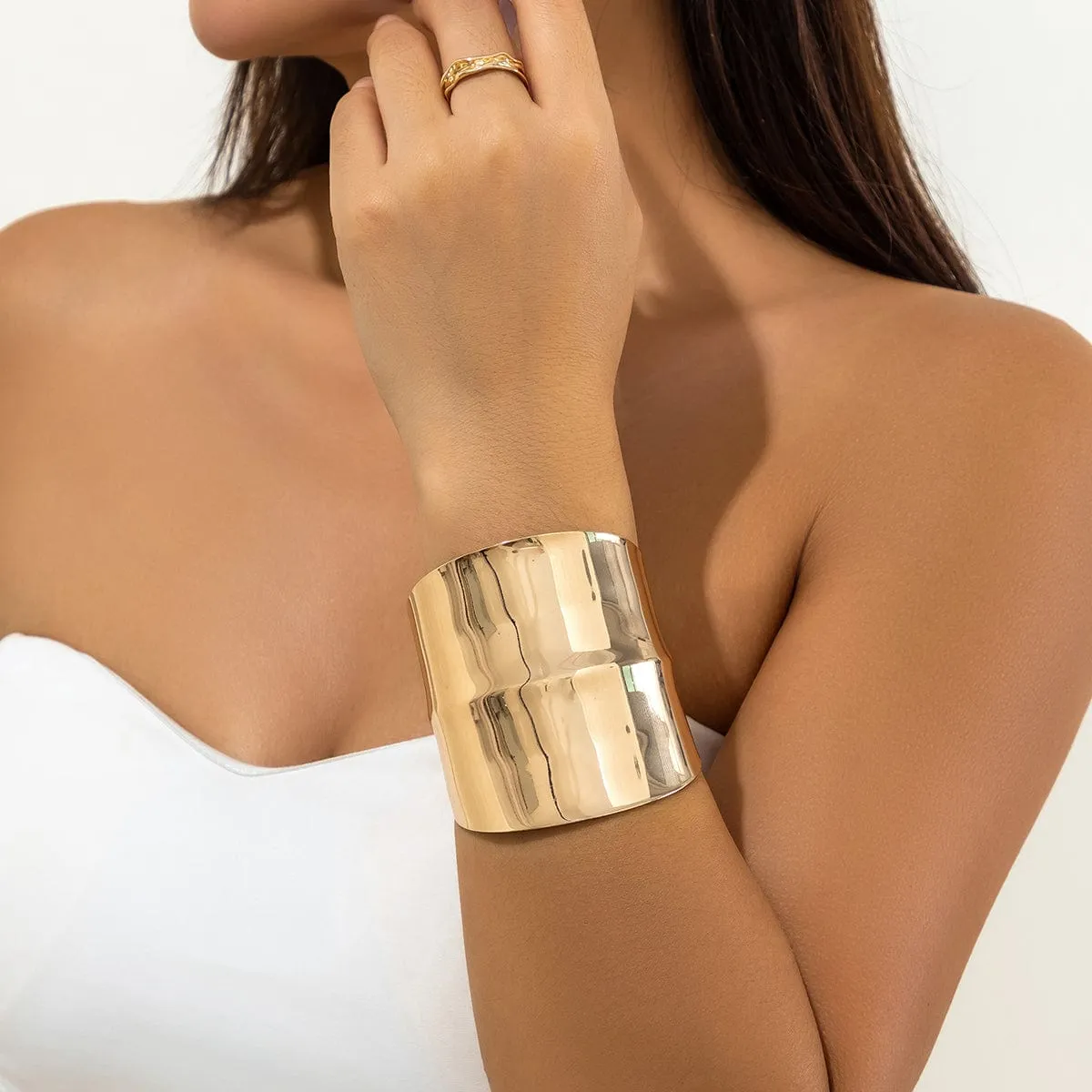 Geometric Irregular Wide Open Cuff Bracelet