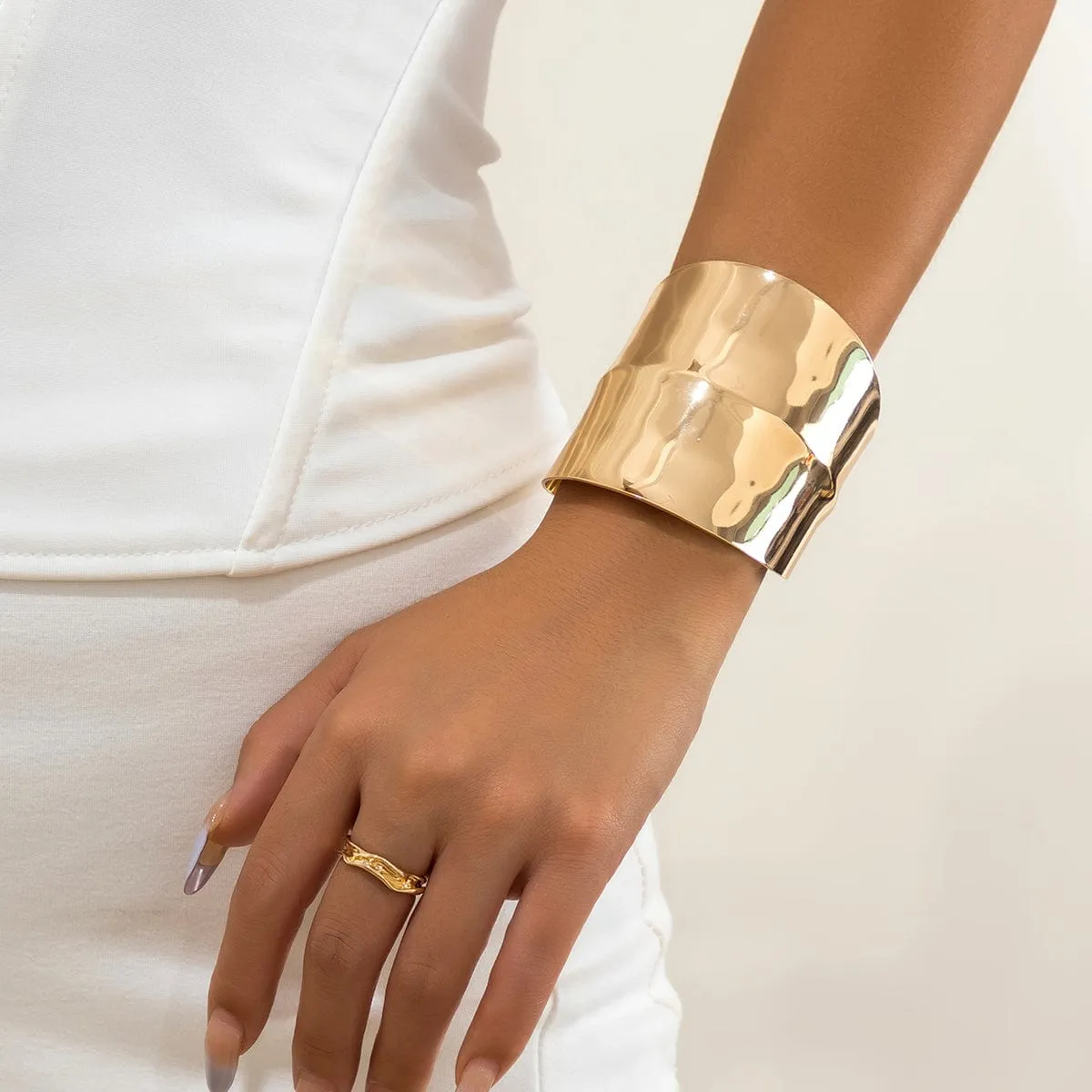 Geometric Irregular Wide Open Cuff Bracelet