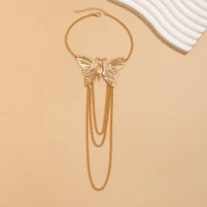 Geometric Layered Butterfly Tassel Arm Chain