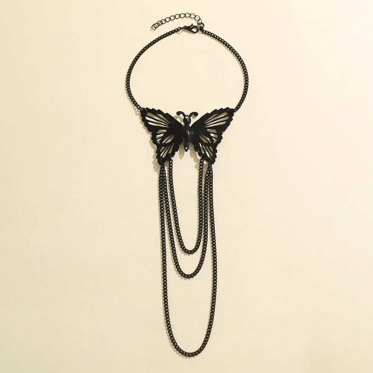 Geometric Layered Butterfly Tassel Arm Chain
