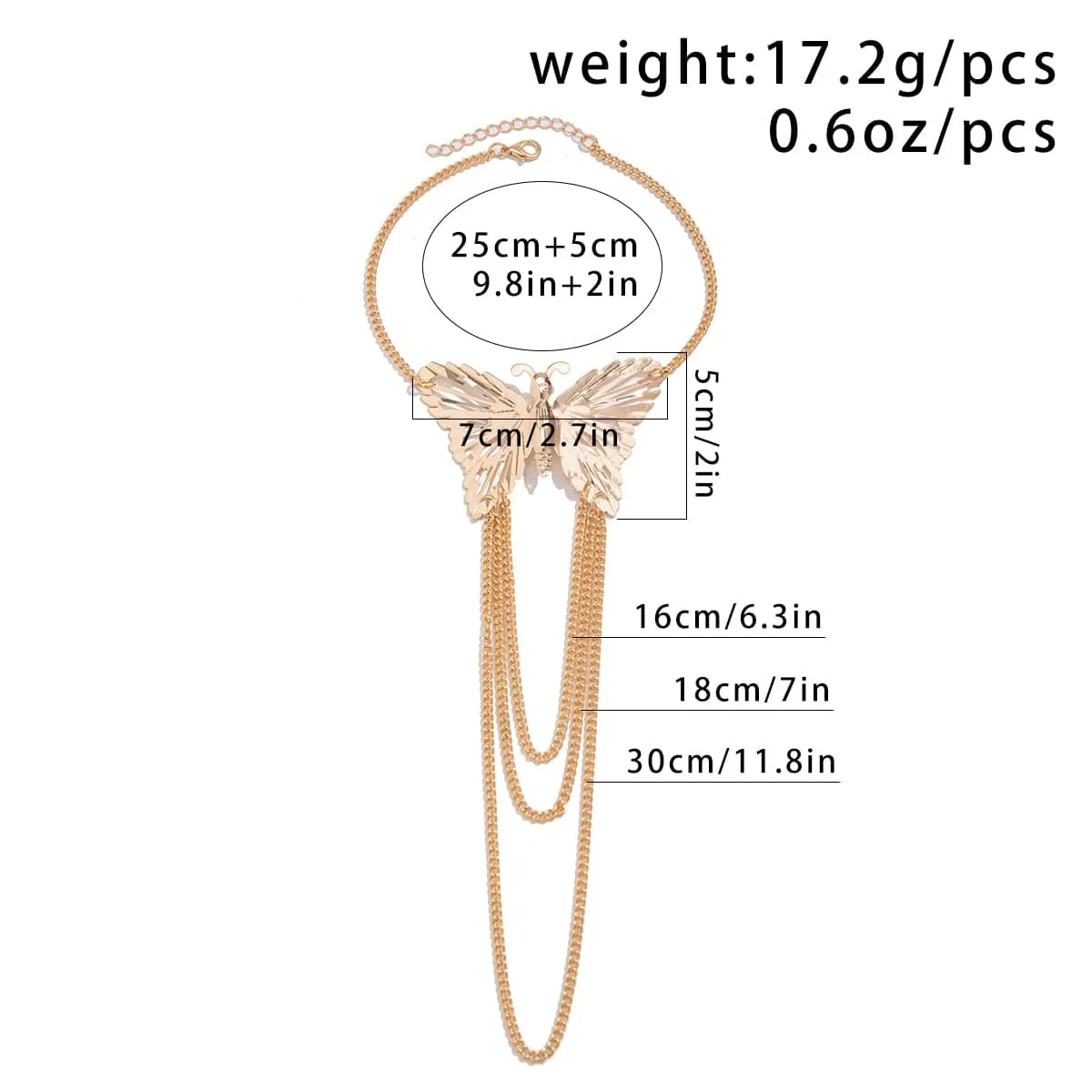 Geometric Layered Butterfly Tassel Arm Chain