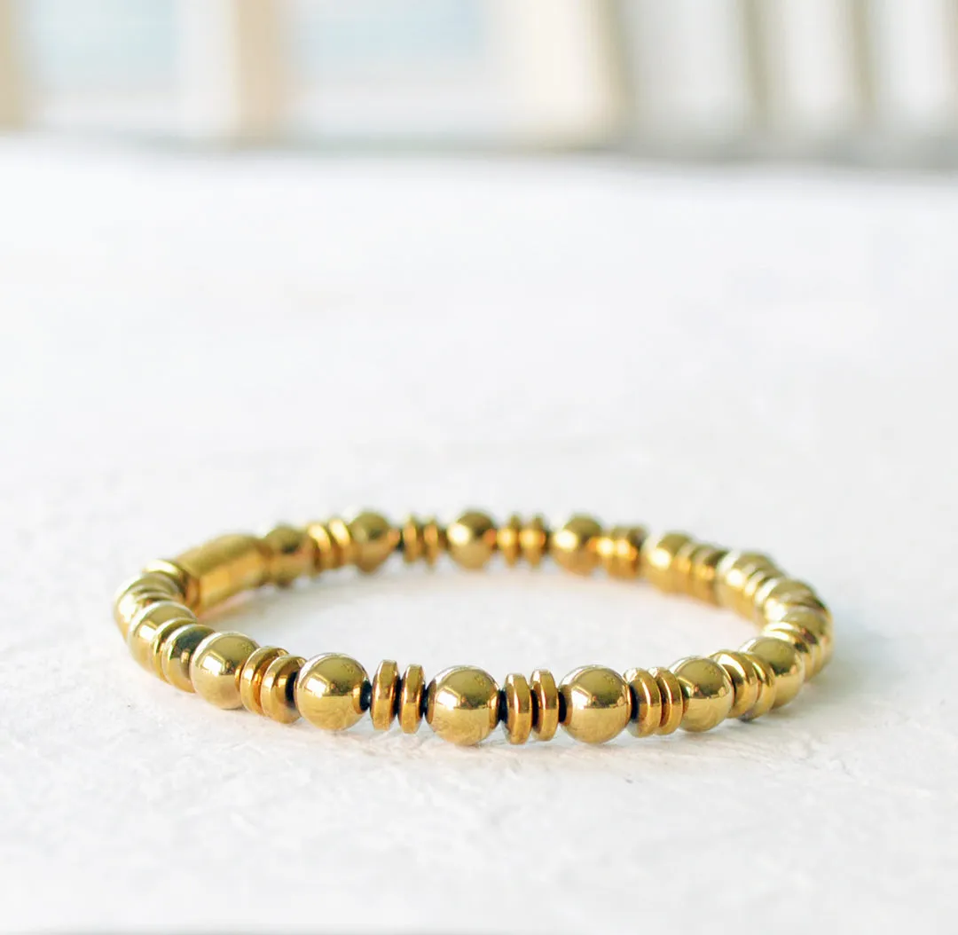 Gold Metallic Magnetic Hematite Health Bracelet