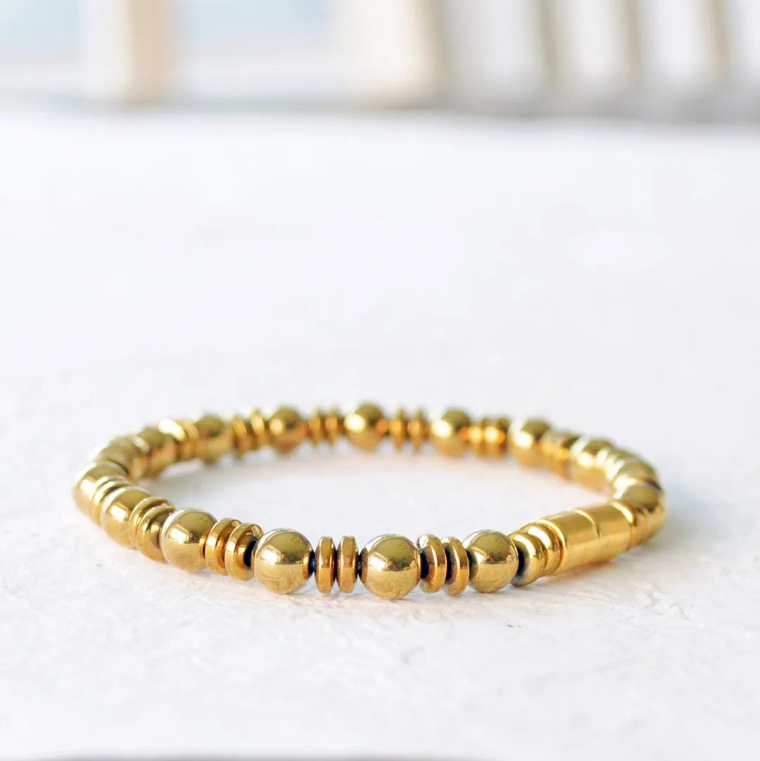 Gold Metallic Magnetic Hematite Health Bracelet