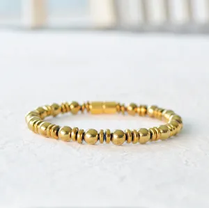 Gold Metallic Magnetic Hematite Health Bracelet