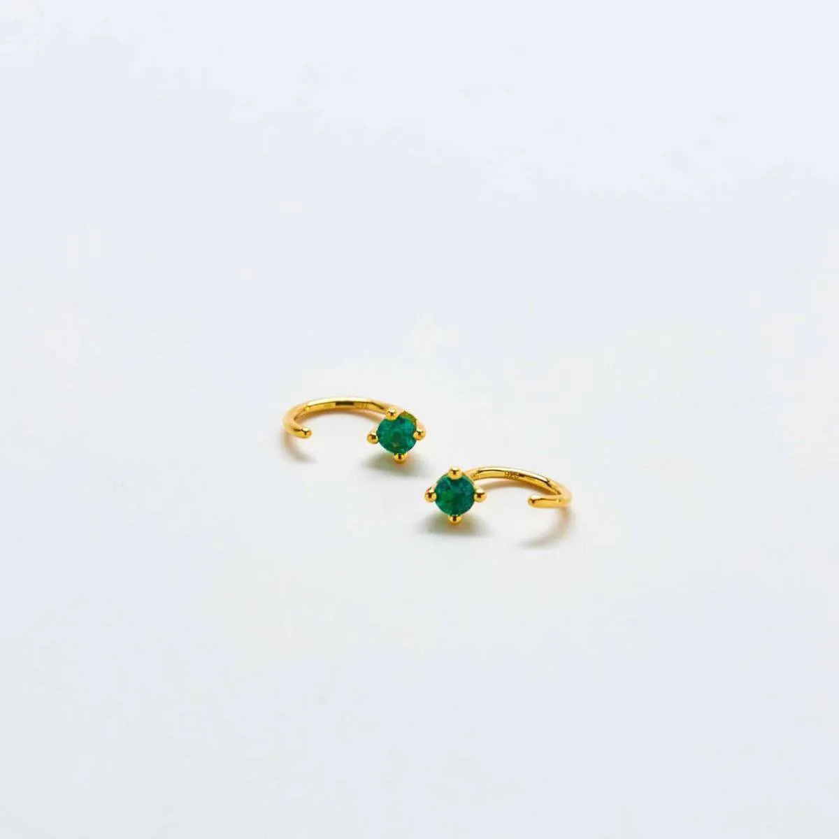 Green CZ Open Hoop Earrings