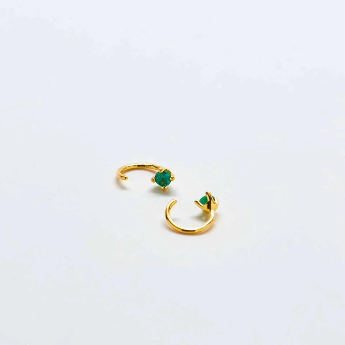 Green CZ Open Hoop Earrings