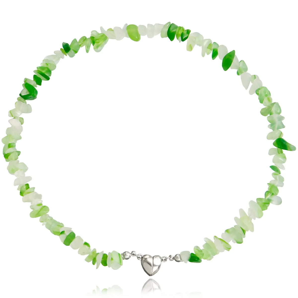 Green Resin & Silver-Plated Heart Pendant Necklace