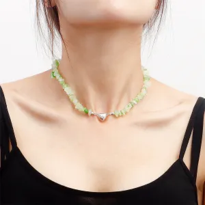 Green Resin & Silver-Plated Heart Pendant Necklace