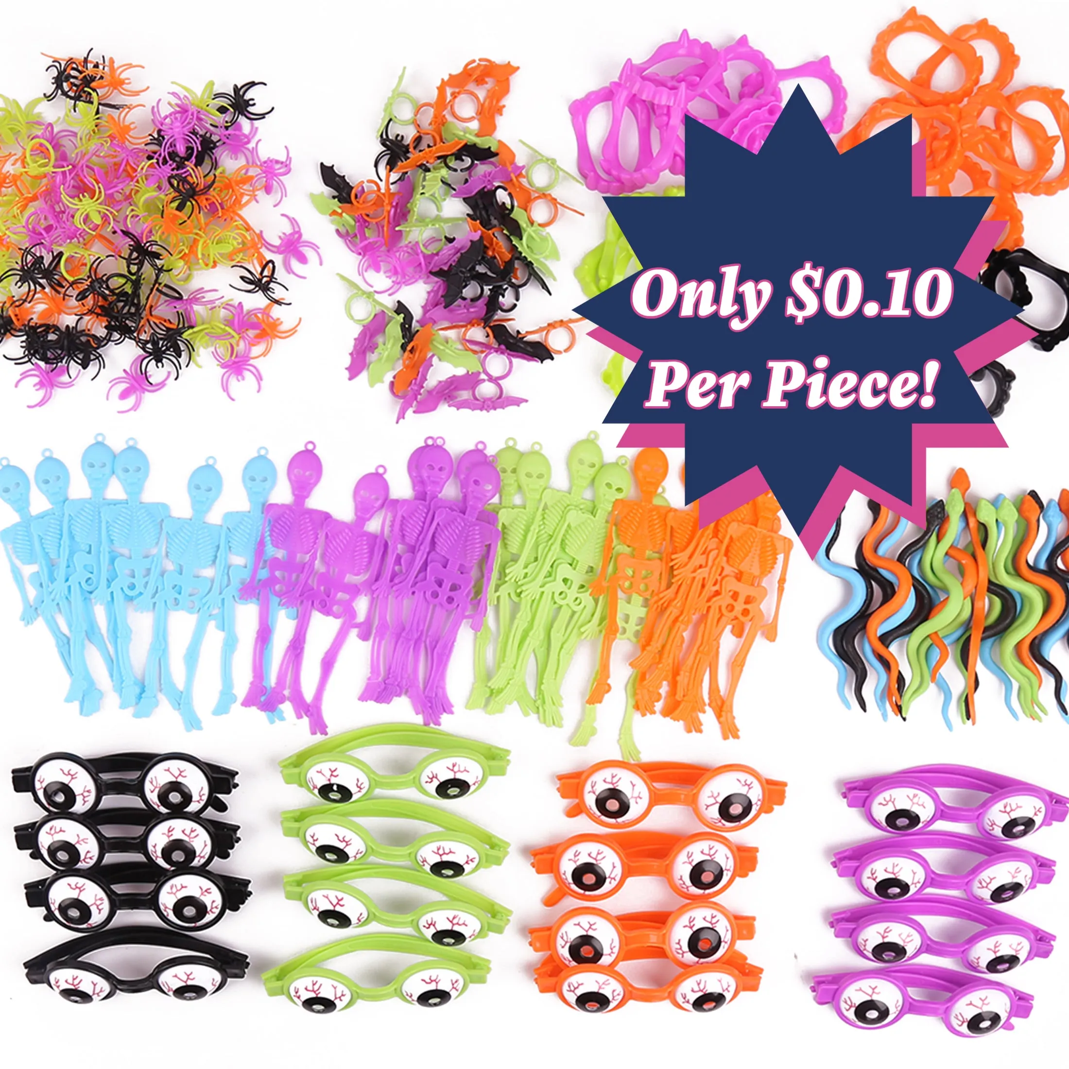 Halloween Novelty Toy Super Value Bundle, Halloween Toys, 250 Pcs