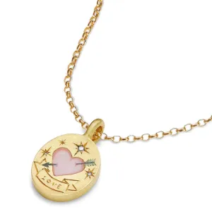 Hand Painted 24K Gold Filled Stainless Steel Arrow Heart Necklace Ring Set