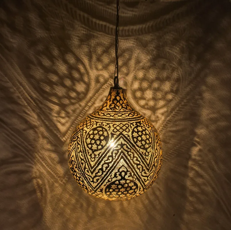 Handcrafted Moroccan Style Brass Pendant Light: Unique Handmade Hanging Lamp Your Home