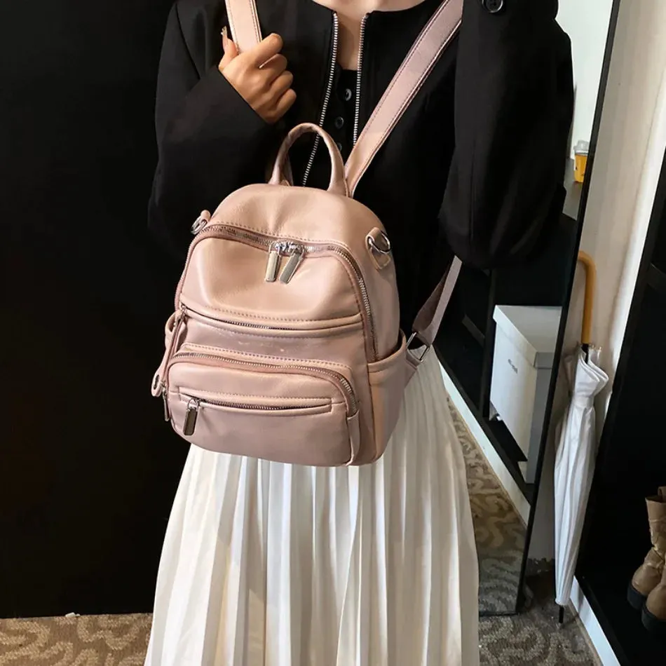 High quality soft leather women's backpacks