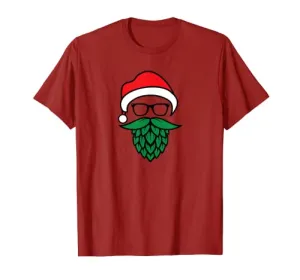 Hipster Santa Hops Beard Christmas for Beer Lovers T-Shirt