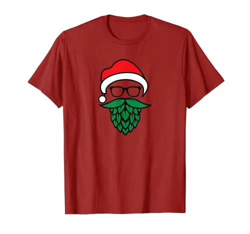Hipster Santa Hops Beard Christmas for Beer Lovers T-Shirt