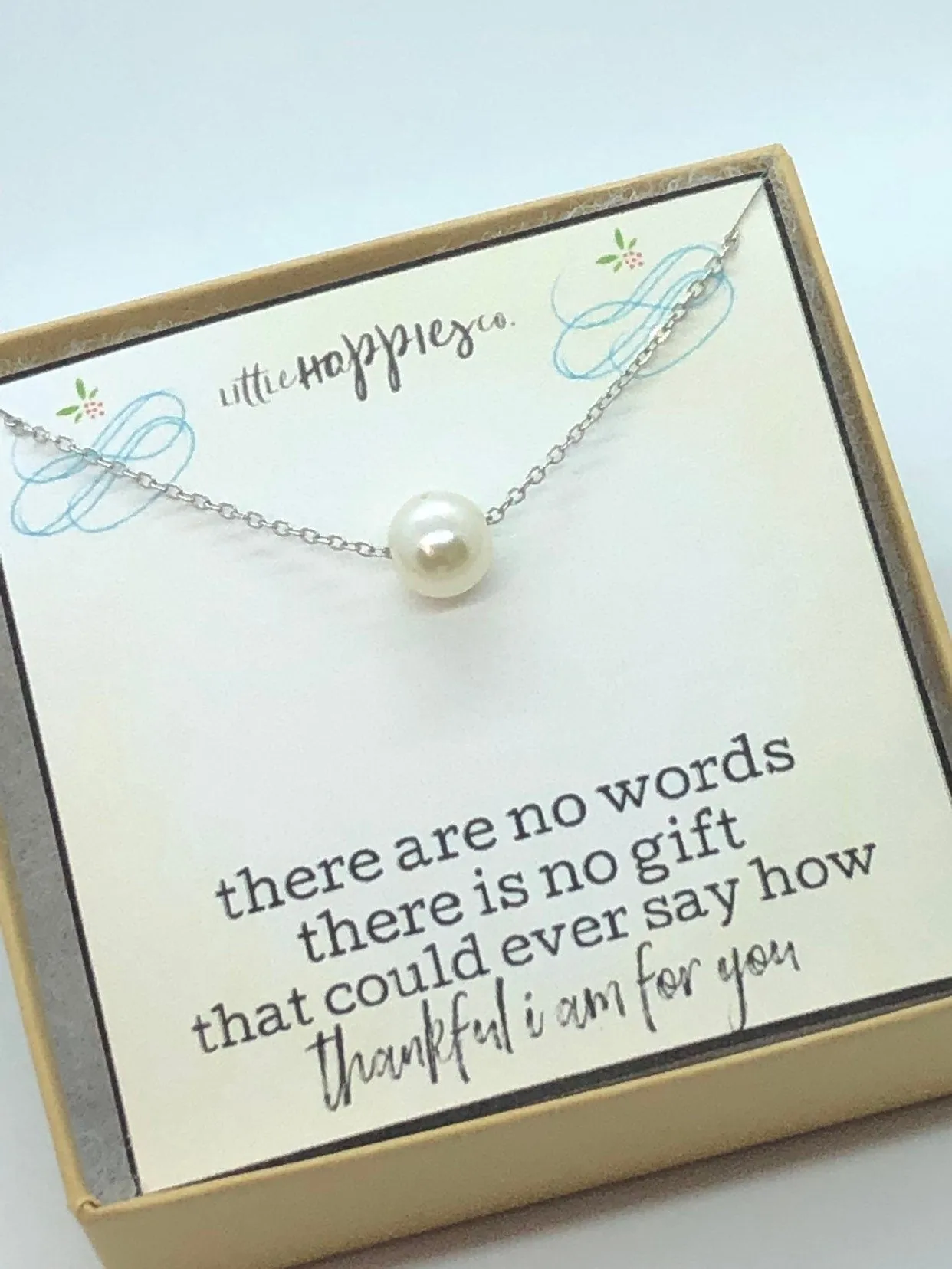 hostess gift, baby shower gift, wedding shower, gifts for hostesses, host, necklace gift, inexpensive, thank you, dainty pearl necklace