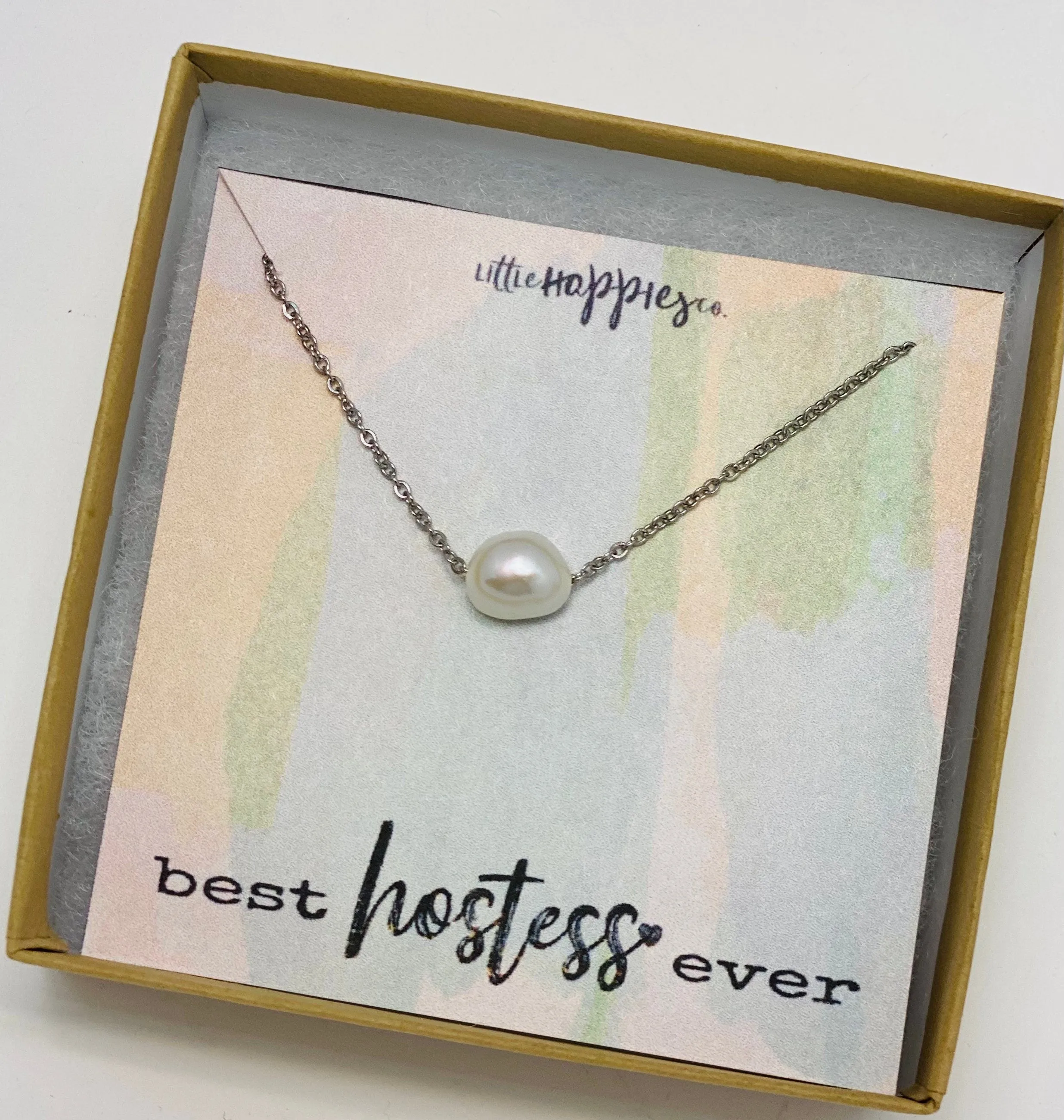 Hostess gift, wedding shower hostess thank you gift, bridal shower host gifts, dainty pearl necklace