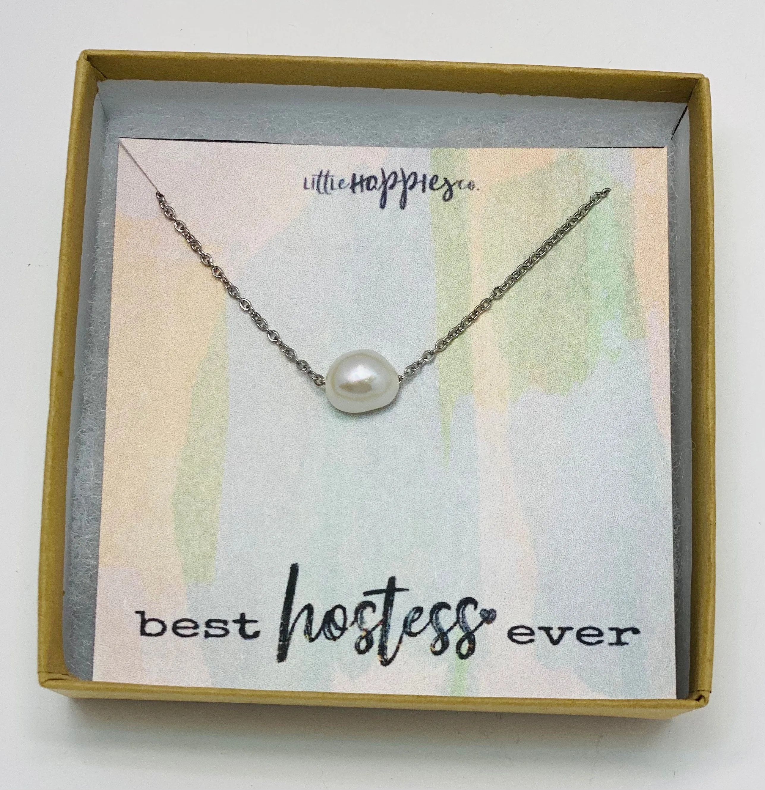 Hostess gift, wedding shower hostess thank you gift, bridal shower host gifts, dainty pearl necklace