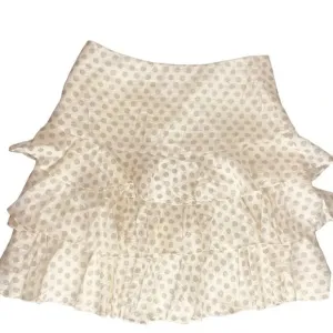Indikah by Angel Biba Women's Cream &amp; Green Polka Dot Ruffle Mini Skirt