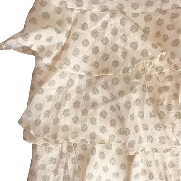 Indikah by Angel Biba Women's Cream &amp; Green Polka Dot Ruffle Mini Skirt