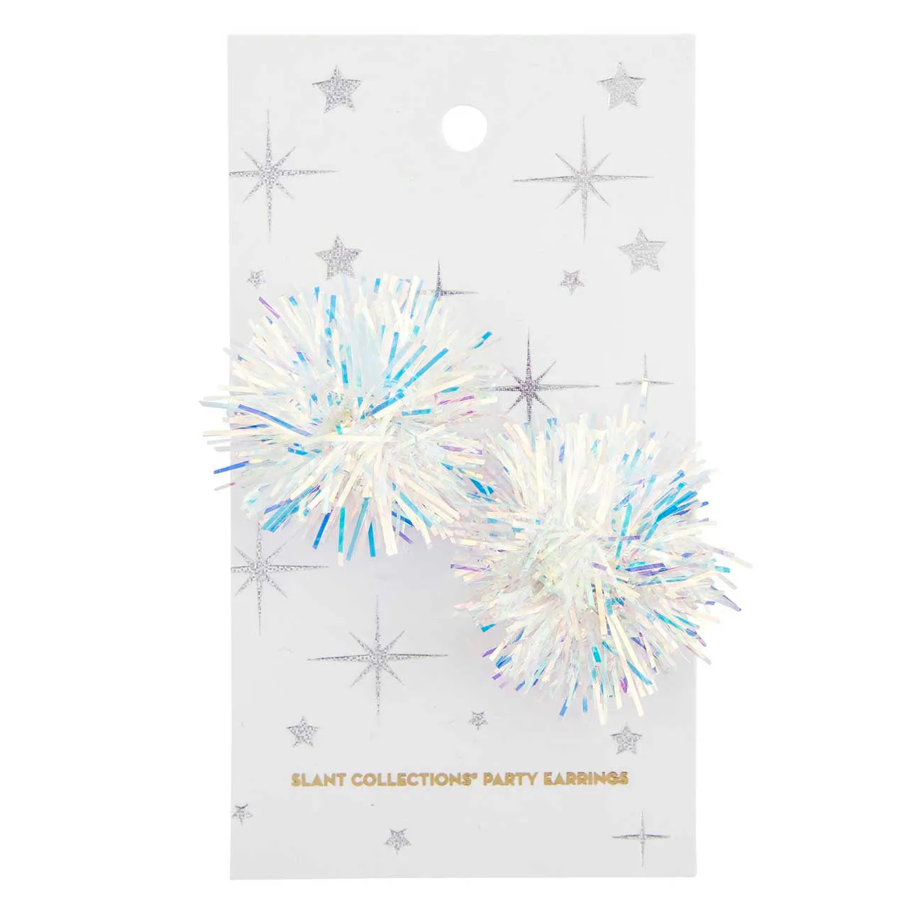 Iridescent Party Earrings | Mylar Pom Pom