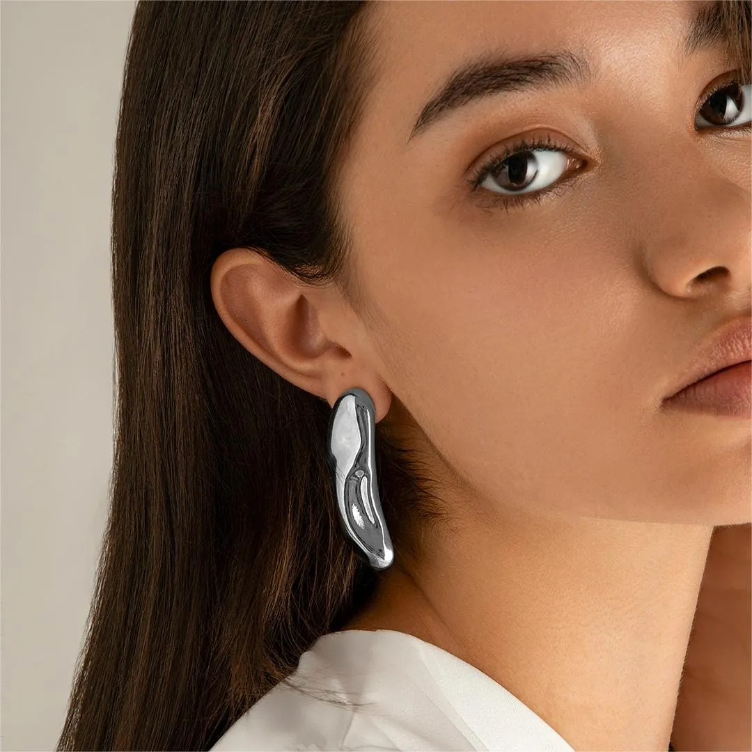 Irregular Asymmetric Glossy Waterdrop Earrings