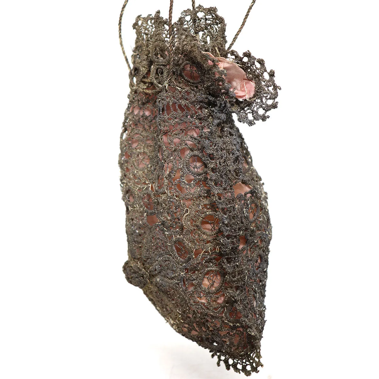 Italian Silver Thread Drawstring Reticule Purse