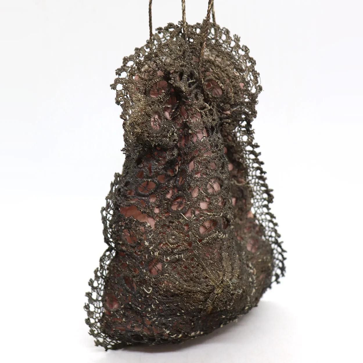 Italian Silver Thread Drawstring Reticule Purse