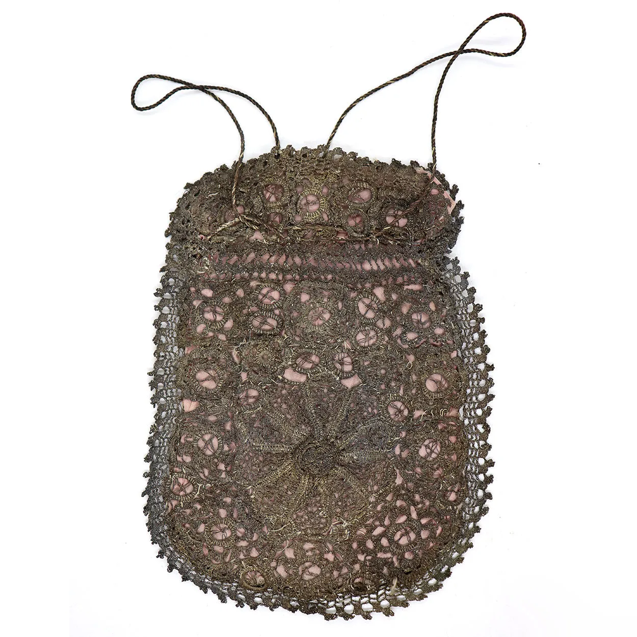 Italian Silver Thread Drawstring Reticule Purse
