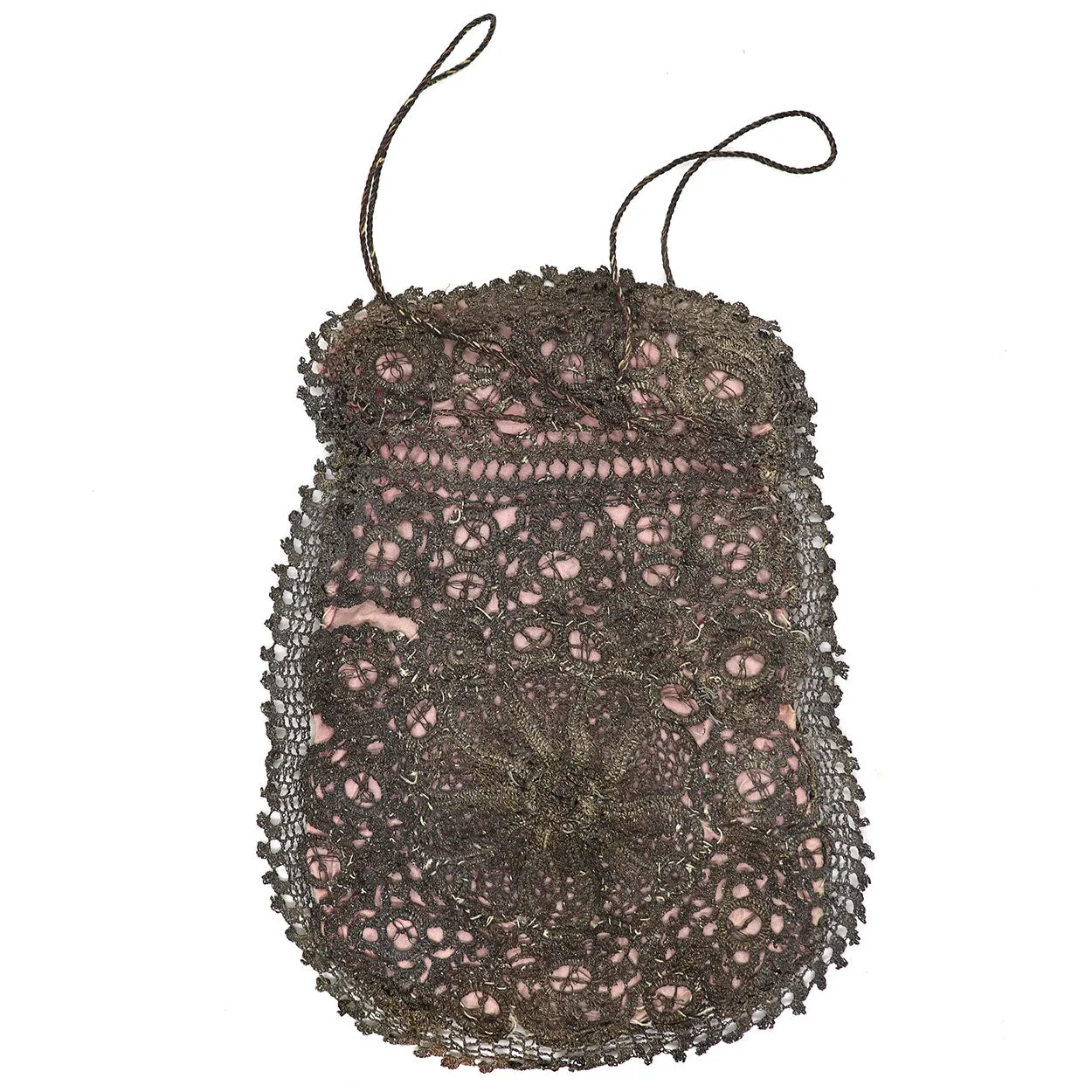 Italian Silver Thread Drawstring Reticule Purse