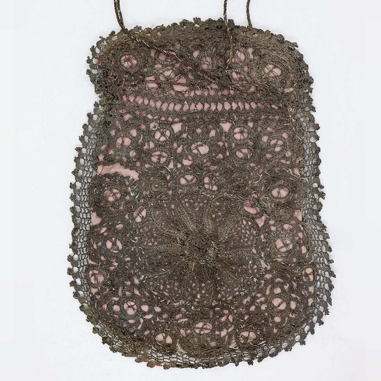 Italian Silver Thread Drawstring Reticule Purse