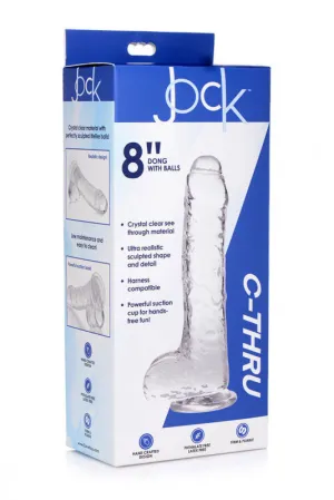 Jock C -Thru 8 Inch Dildo With Balls - Clear