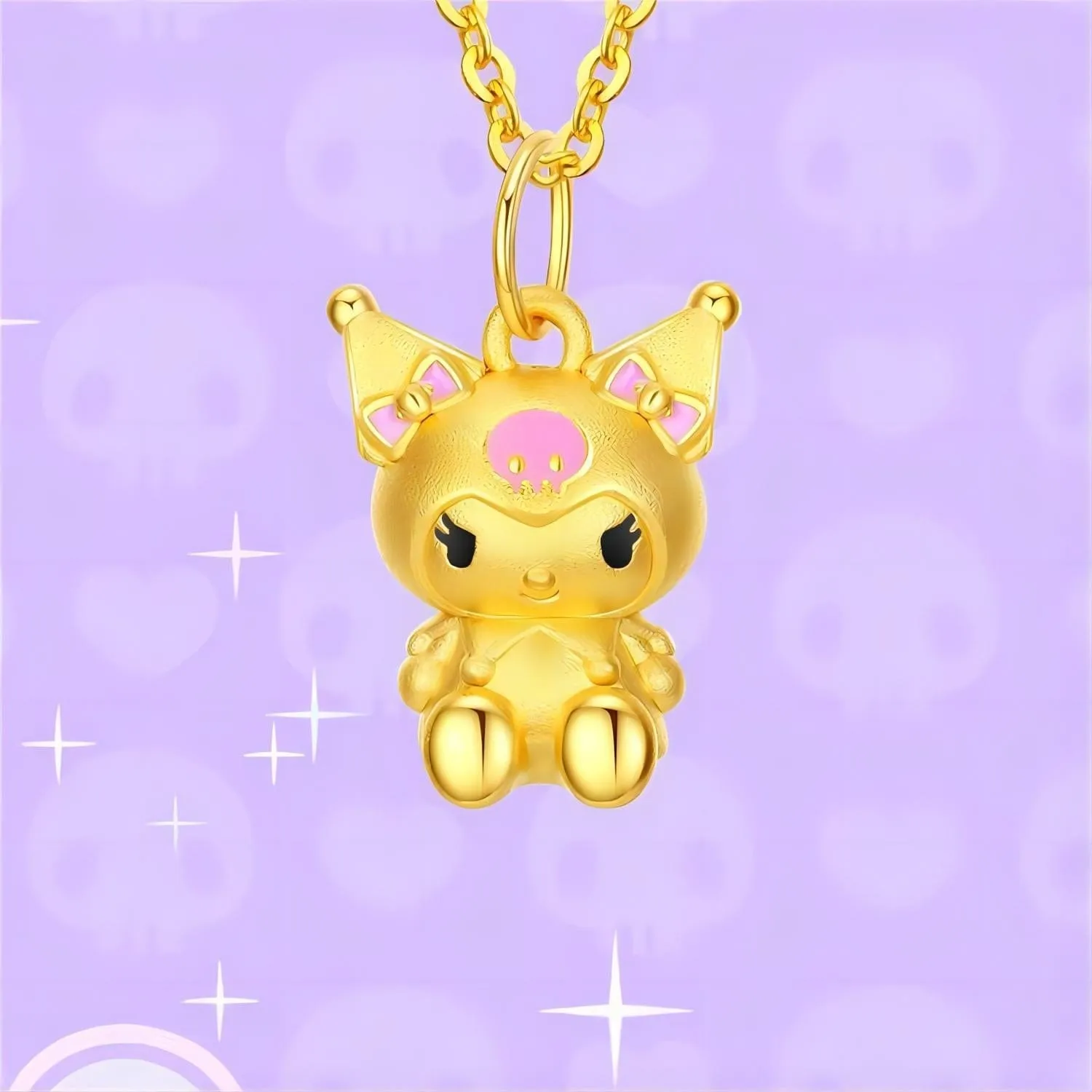 Kawaii Sanrio Gold Filled Kuromi Necklace
