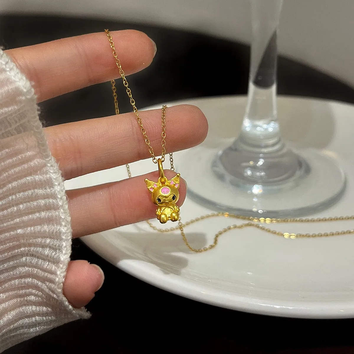 Kawaii Sanrio Gold Filled Kuromi Necklace