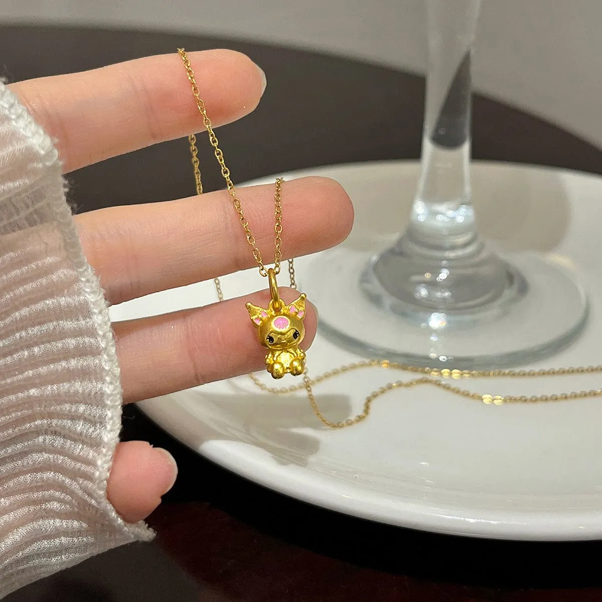 Kawaii Sanrio Gold Filled Kuromi Necklace