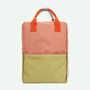 LARGE BACKPACK - CORAL PINK & REED GREEN