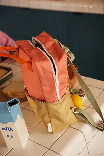 LARGE BACKPACK - CORAL PINK & REED GREEN