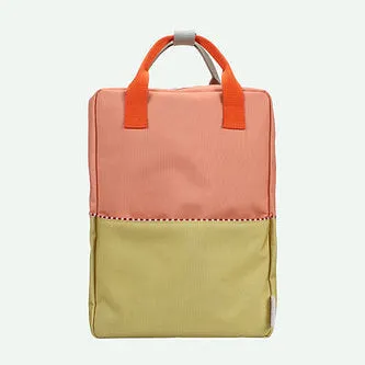 LARGE BACKPACK - CORAL PINK & REED GREEN