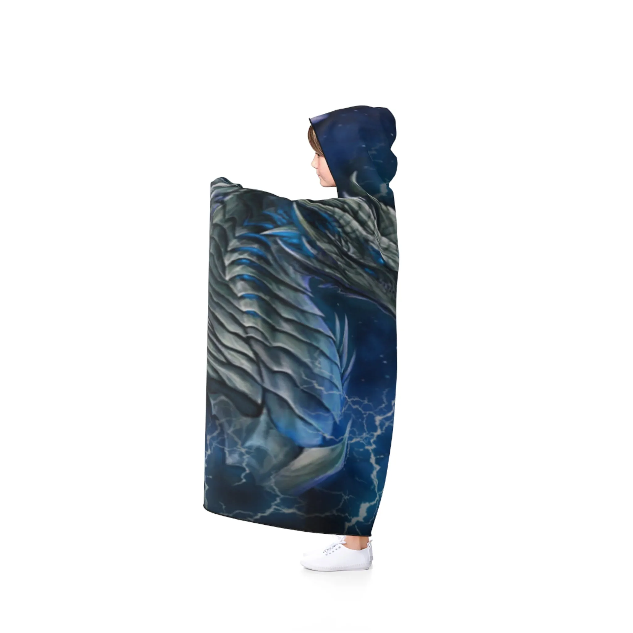 Lighting Dragon Blue Wolf Hooded Blanket