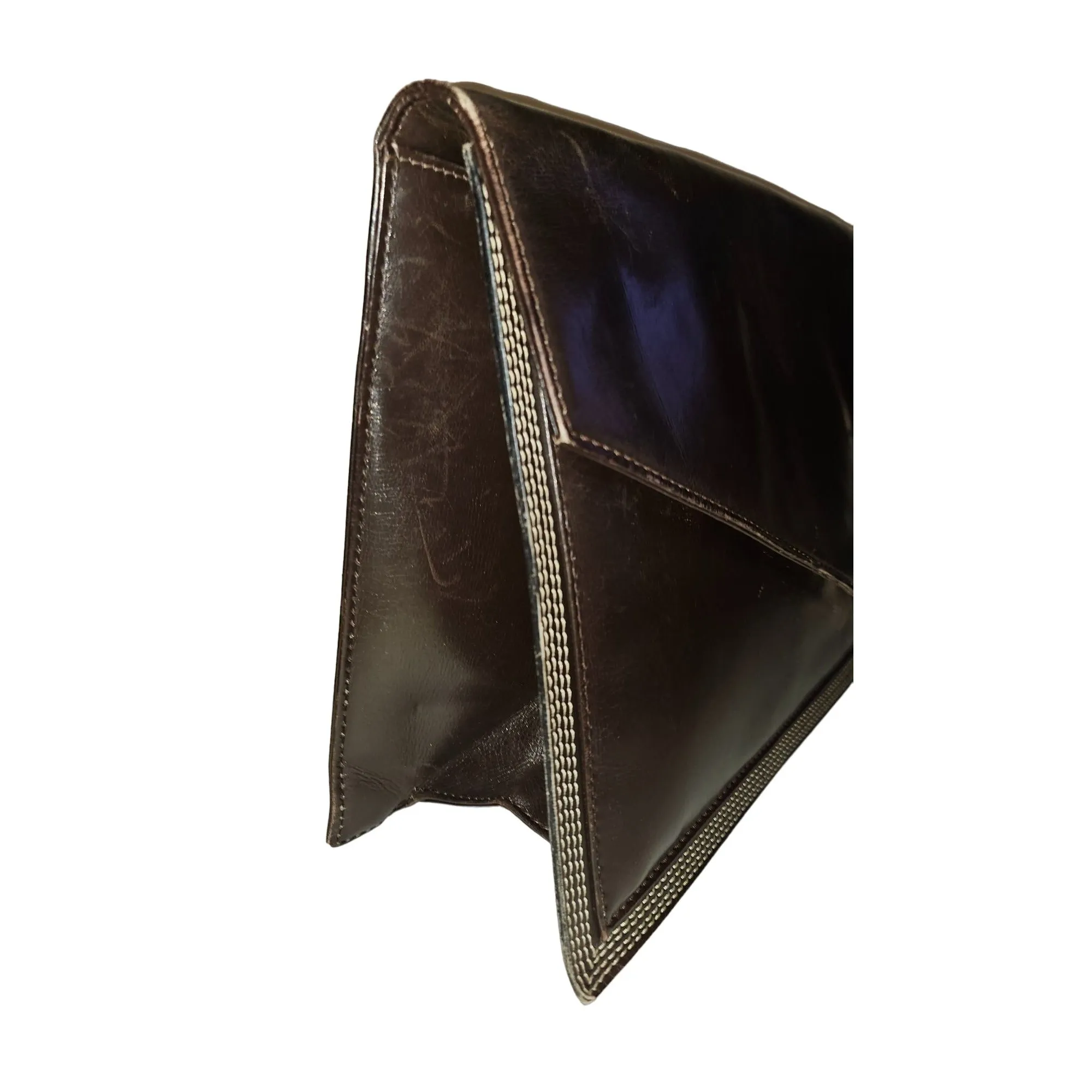 Loewe mahogany leather asymmetrical XL clutch
