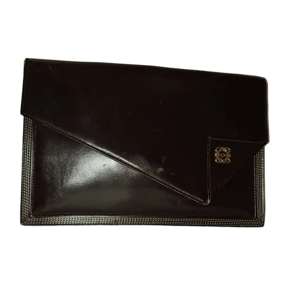 Loewe mahogany leather asymmetrical XL clutch