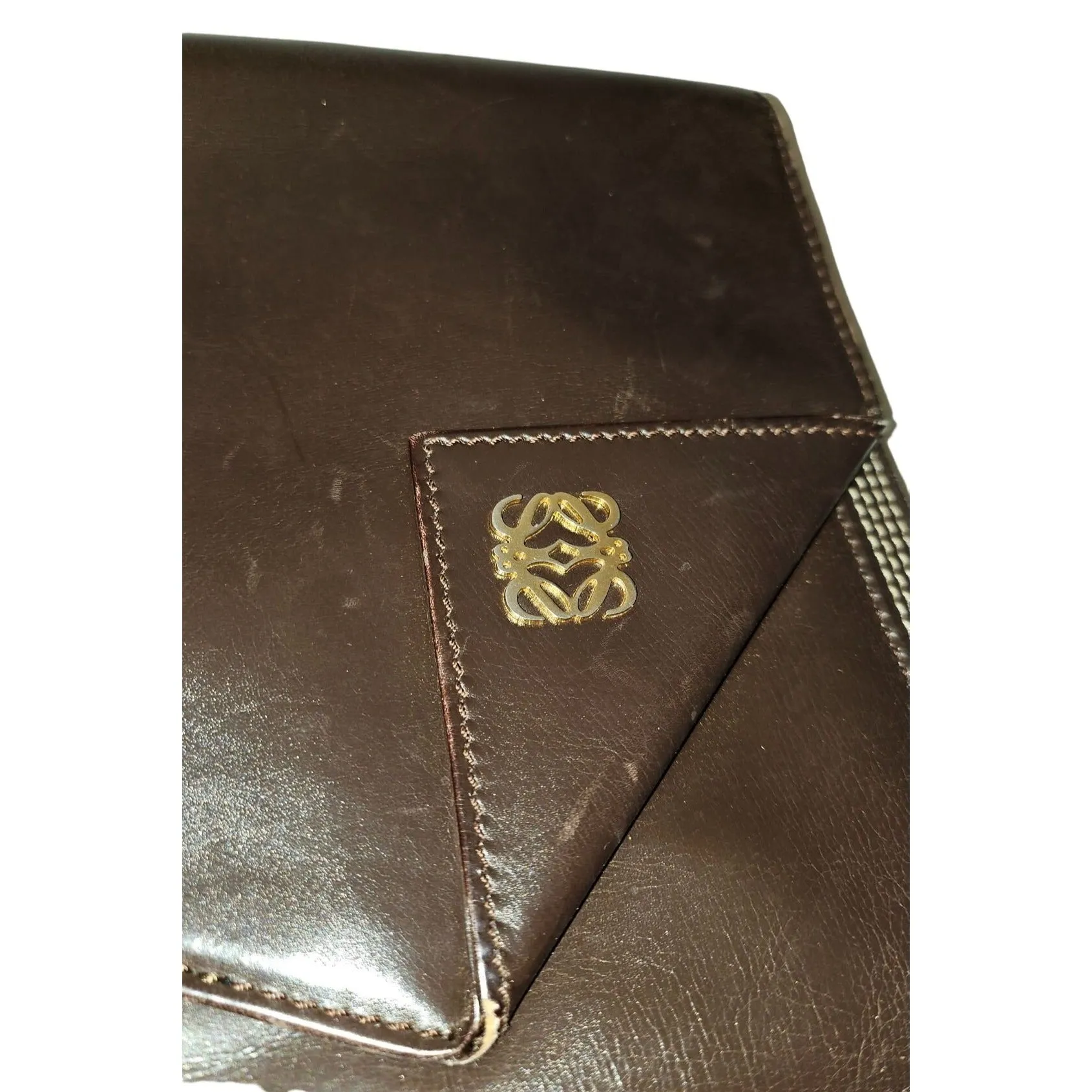 Loewe mahogany leather asymmetrical XL clutch