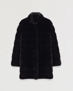 Long mink coat with collar