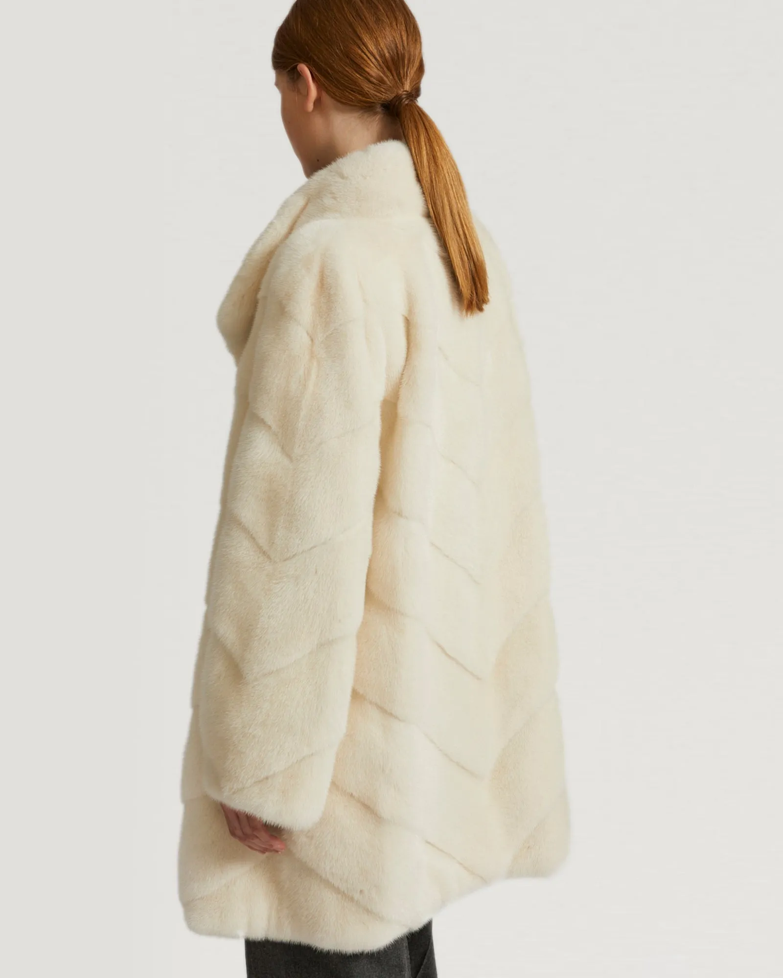 Long mink coat with collar