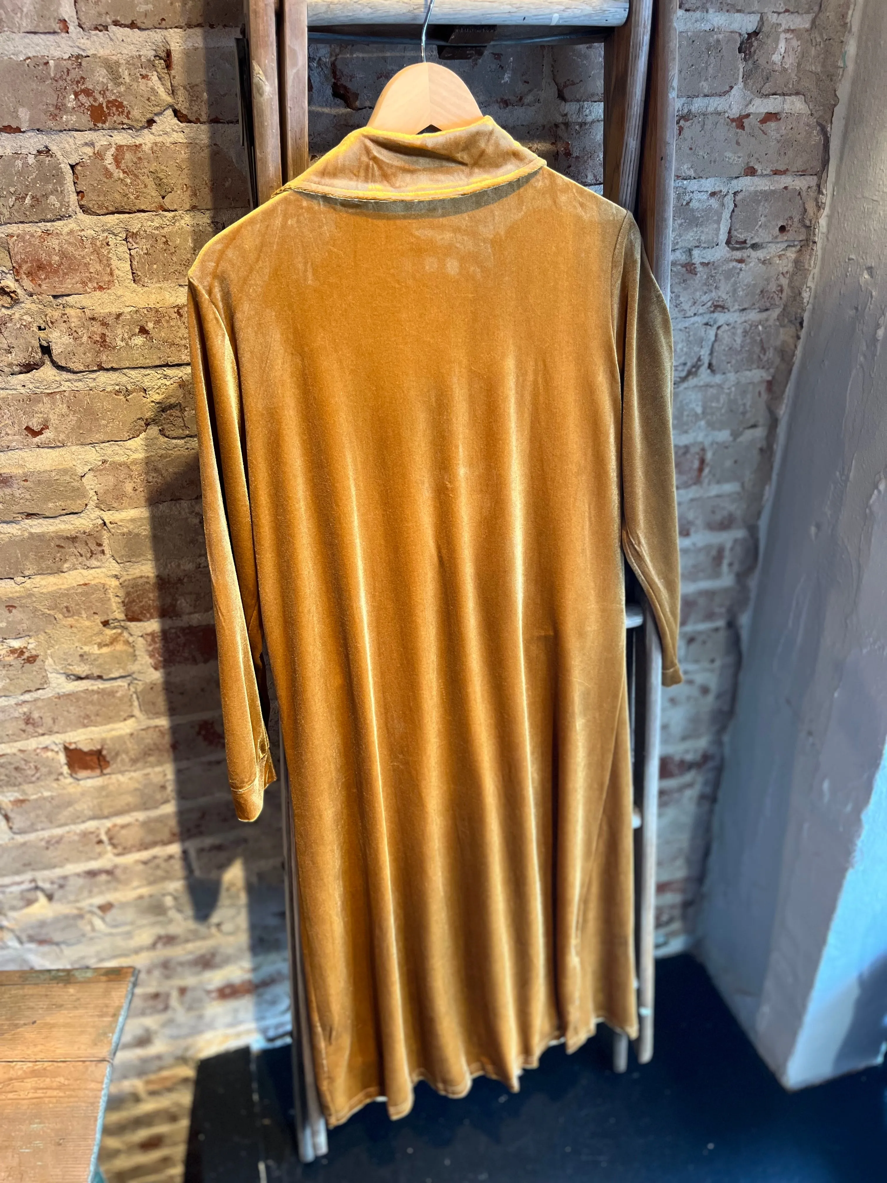 Long Velvet Cardigan- Gold/Mustard