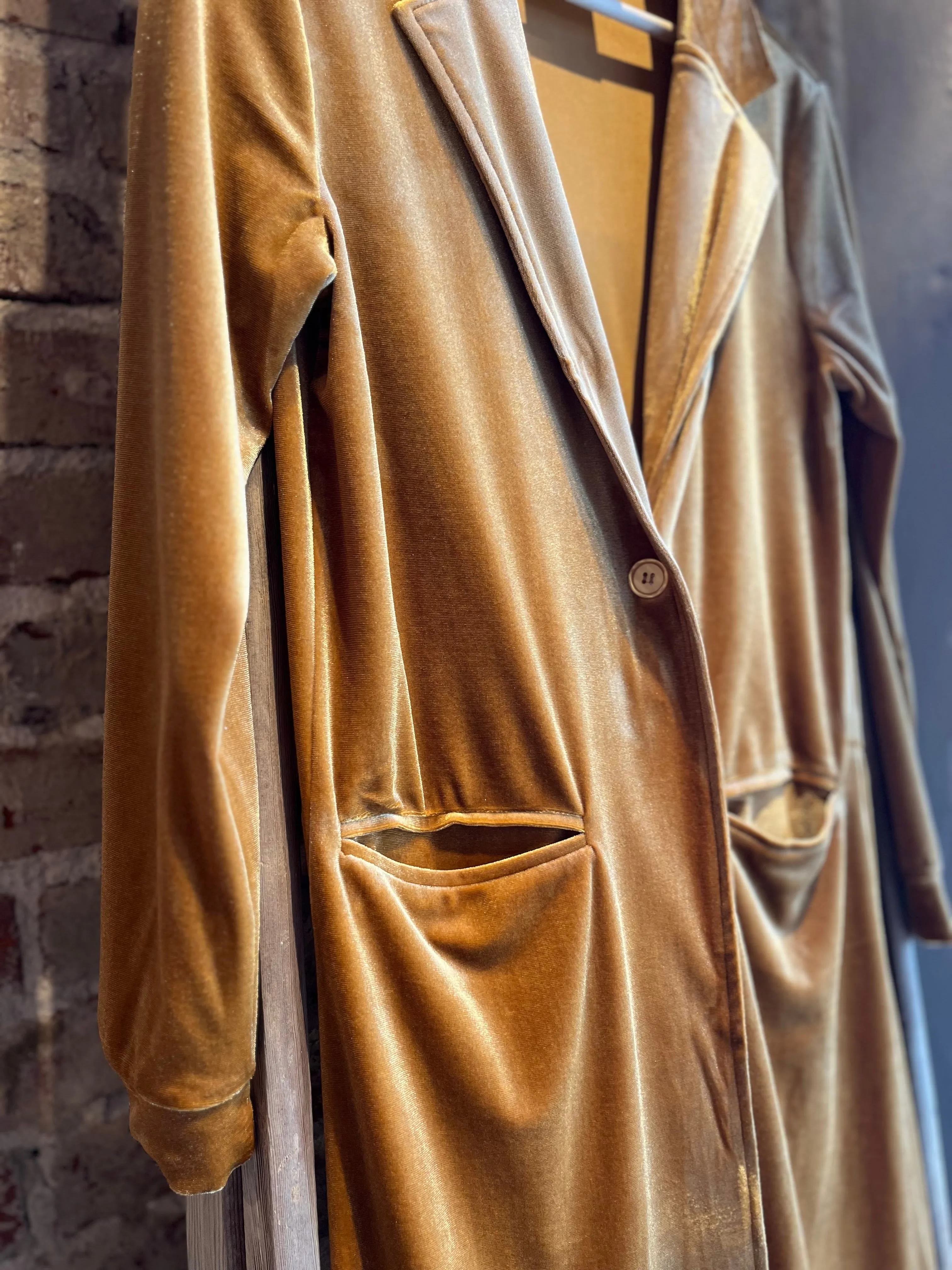 Long Velvet Cardigan- Gold/Mustard
